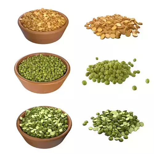 Pea and Mung beans collection Low-poly 3D model