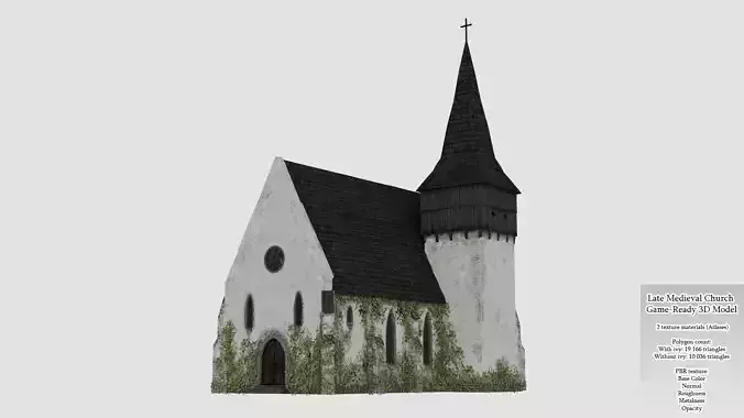 Late Medieval Church - game ready Low-poly 3D model