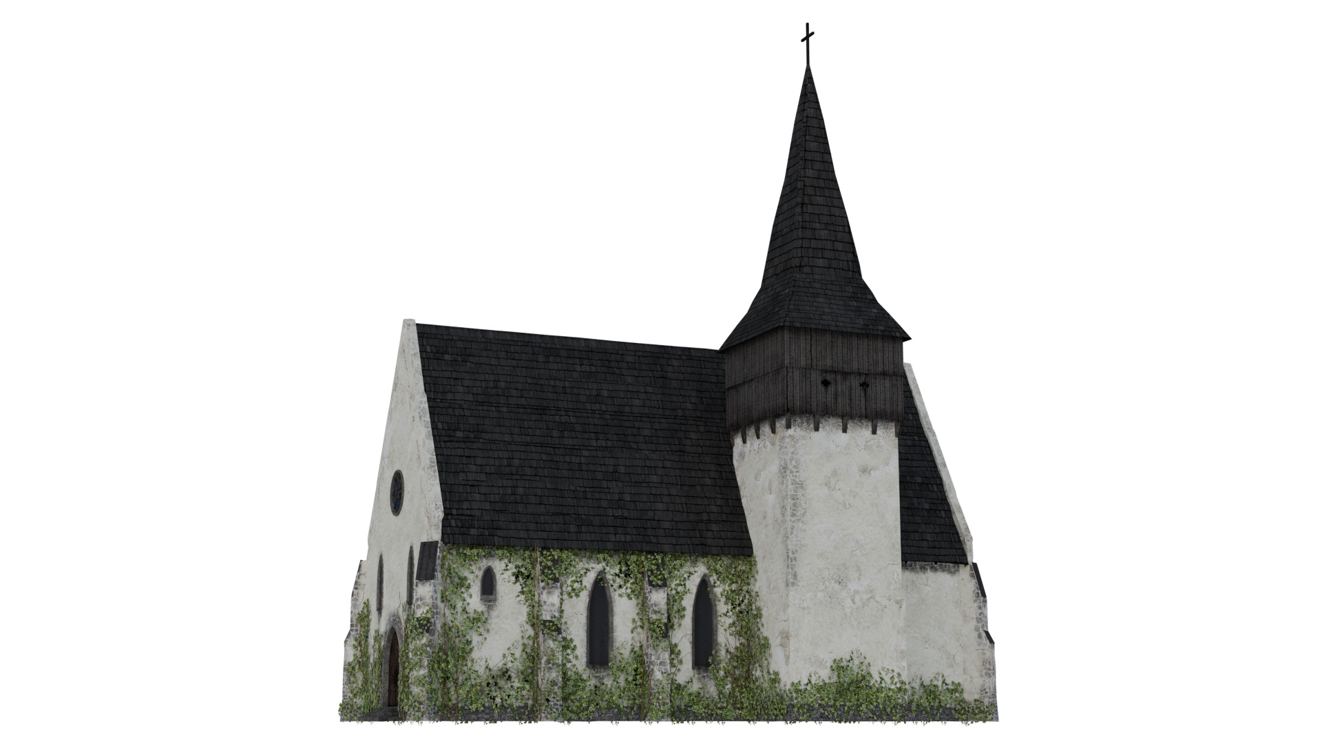 Late Medieval Church - game ready Low-poly 3D model_1