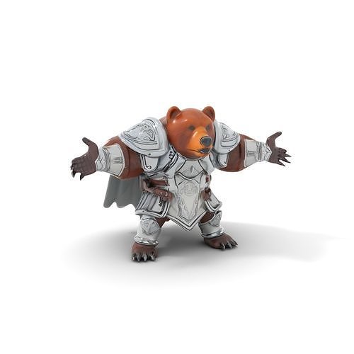 Brave Armored Bear Character  Rigged and Animated Low-poly 3D model