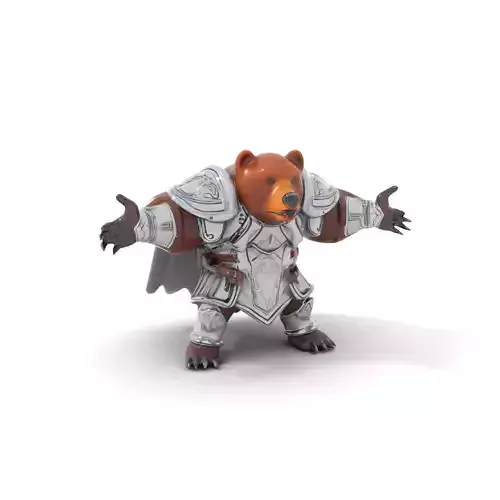 Brave Armored Bear Character  Rigged and Animated
