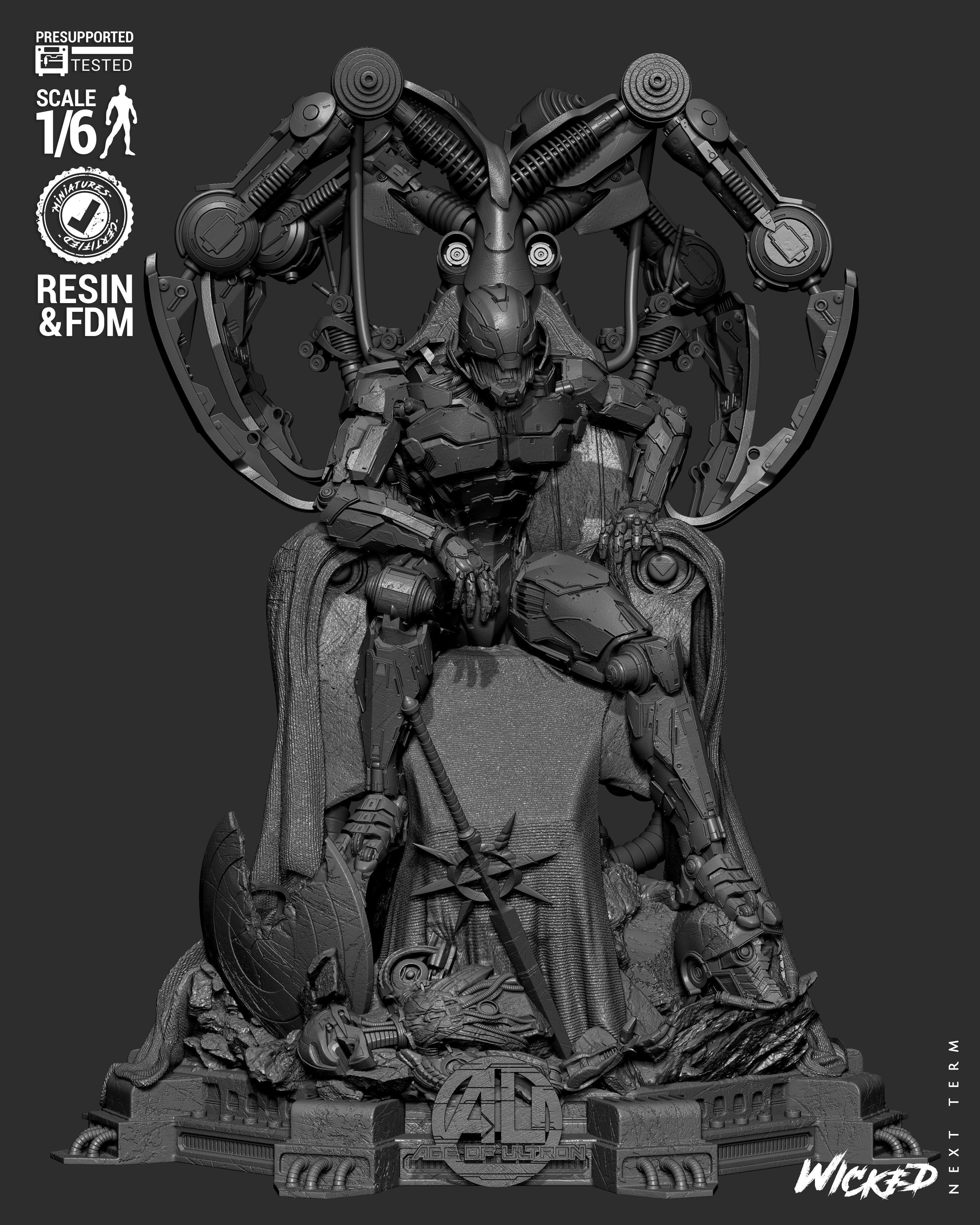 Wicked Marvel Ultron Sculpture 3D print model_34