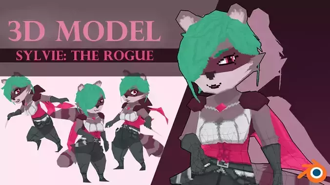 3D Lowpoly style furry character - Sylvie the rogue Low-poly 3D model