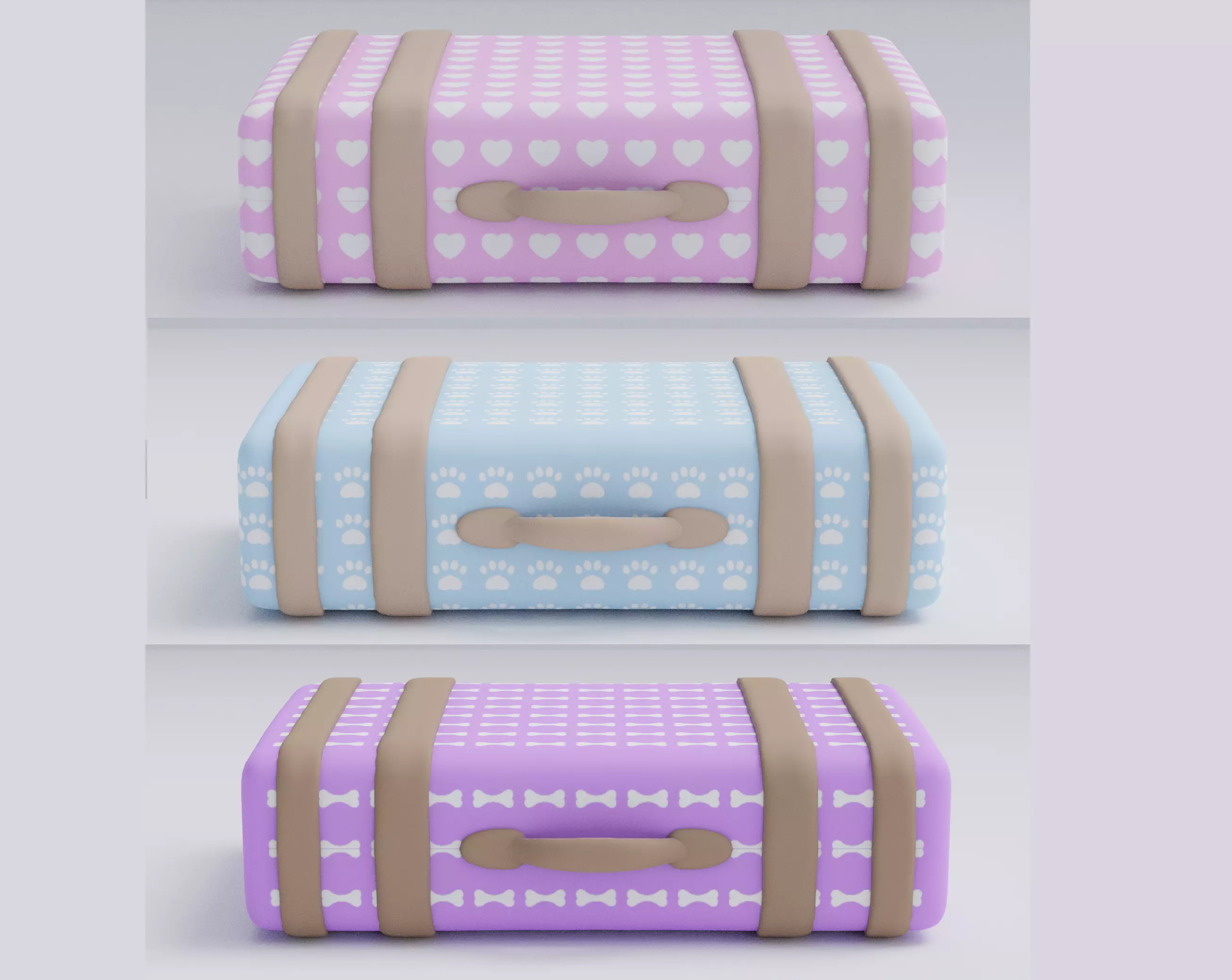 Old Suitcase Low-poly 3D model_0