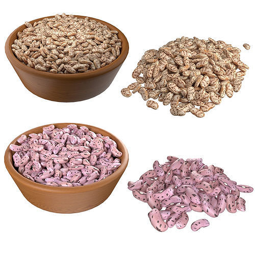 Roman and Borlotti Bean set  Low-poly 3D model