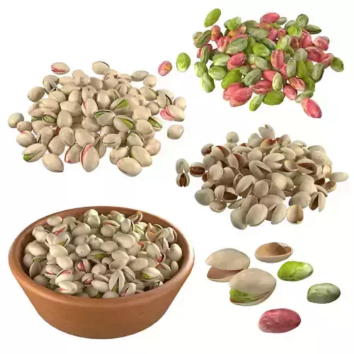 Pistachios Nuts collection Low-poly 3D model
