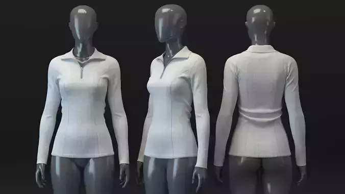 Ribbed Zip Collar Top