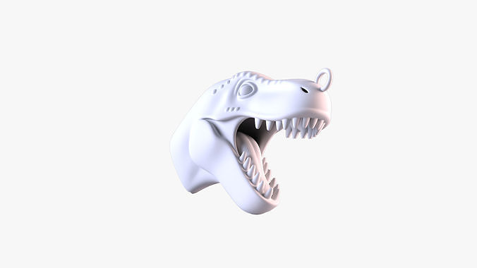 Dinosaur Head Keychain Fierce 3D STL File Printable Dino Charm 3D print model