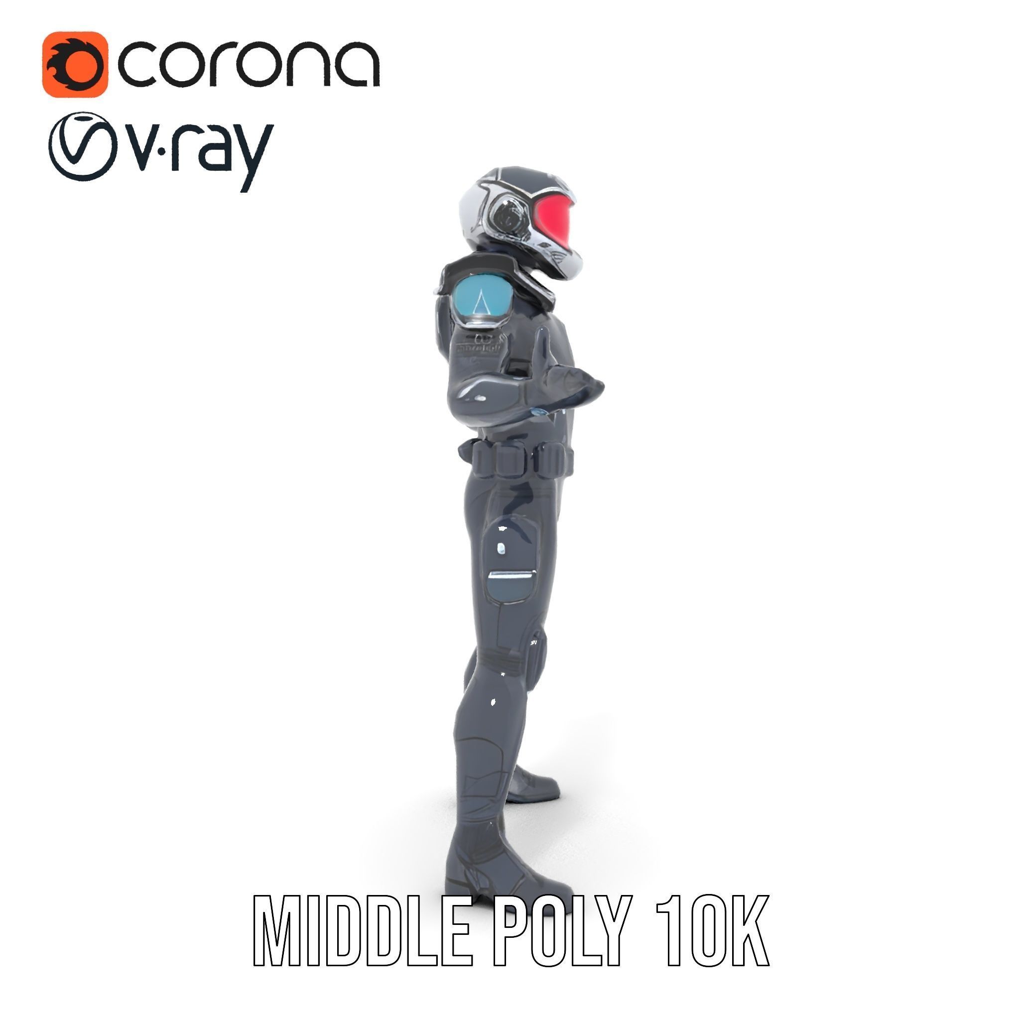 Futuristic Armored Soldier Rigged and Animated Low-poly 3D model_18