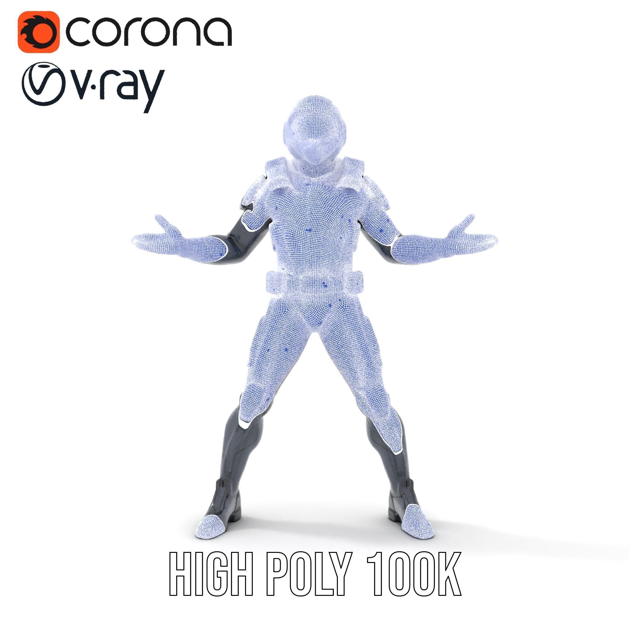 Futuristic Armored Soldier Rigged and Animated Low-poly 3D model_31