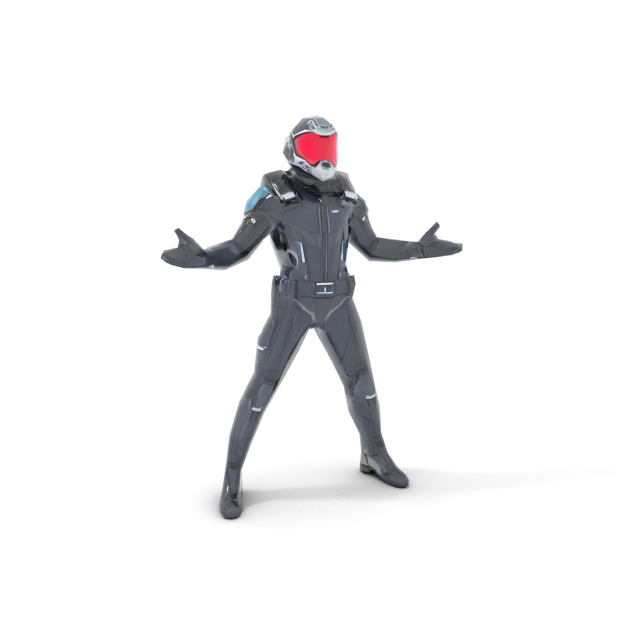 Futuristic Armored Soldier Rigged and Animated Low-poly 3D model_8