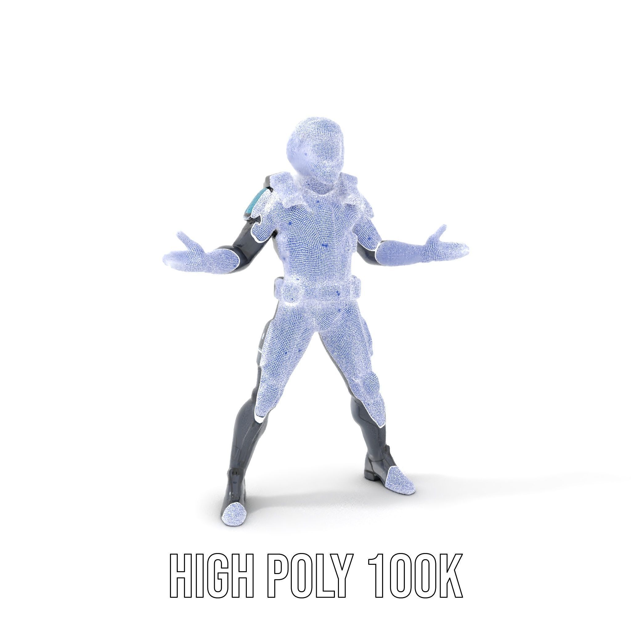 Futuristic Armored Soldier Rigged and Animated Low-poly 3D model_4