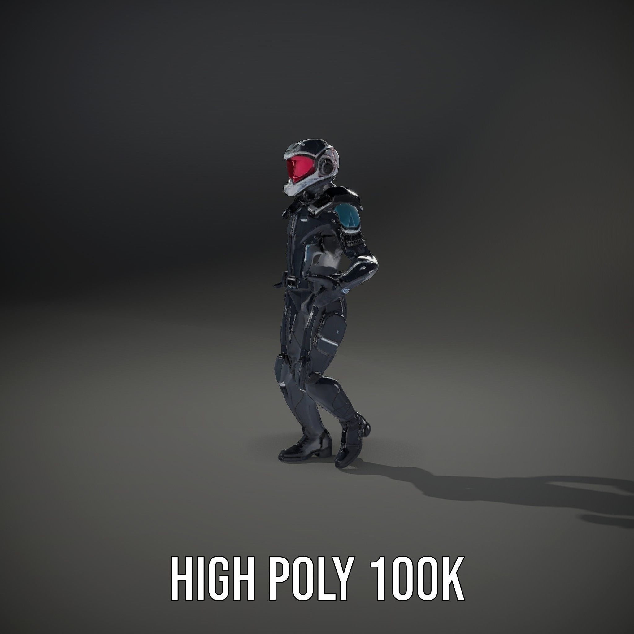 Futuristic Armored Soldier Rigged and Animated Low-poly 3D model_17