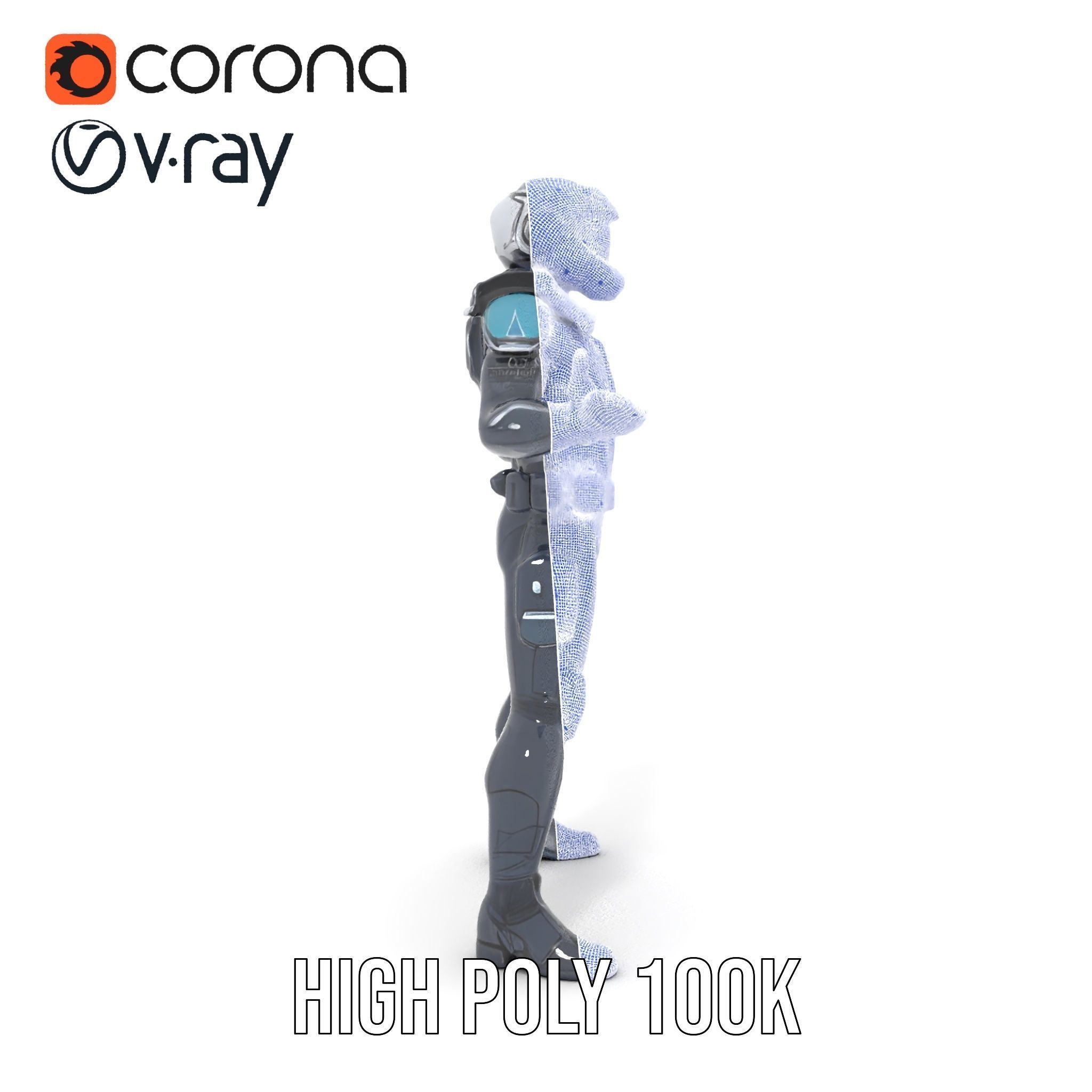 Futuristic Armored Soldier Rigged and Animated Low-poly 3D model_35