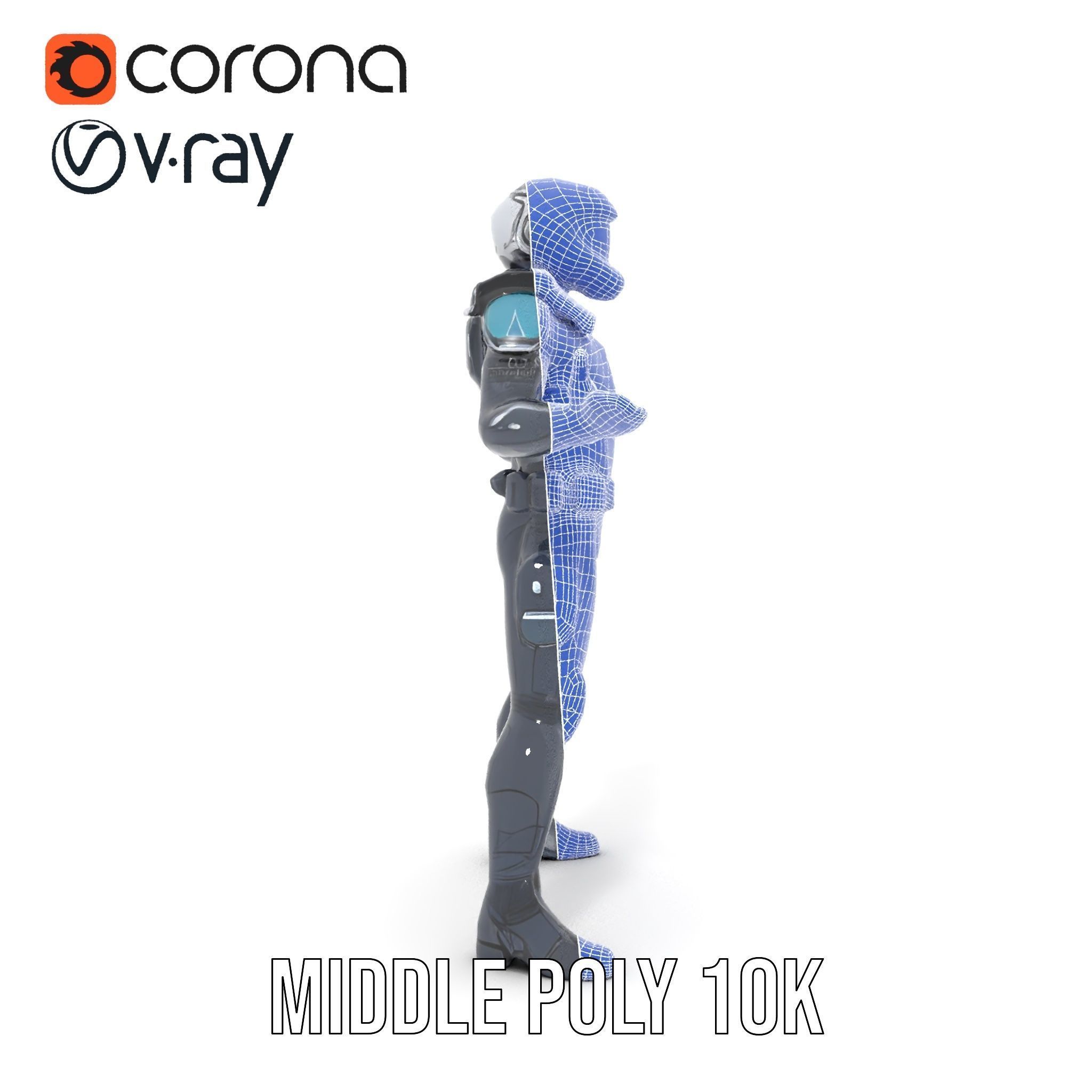 Futuristic Armored Soldier Rigged and Animated Low-poly 3D model_27