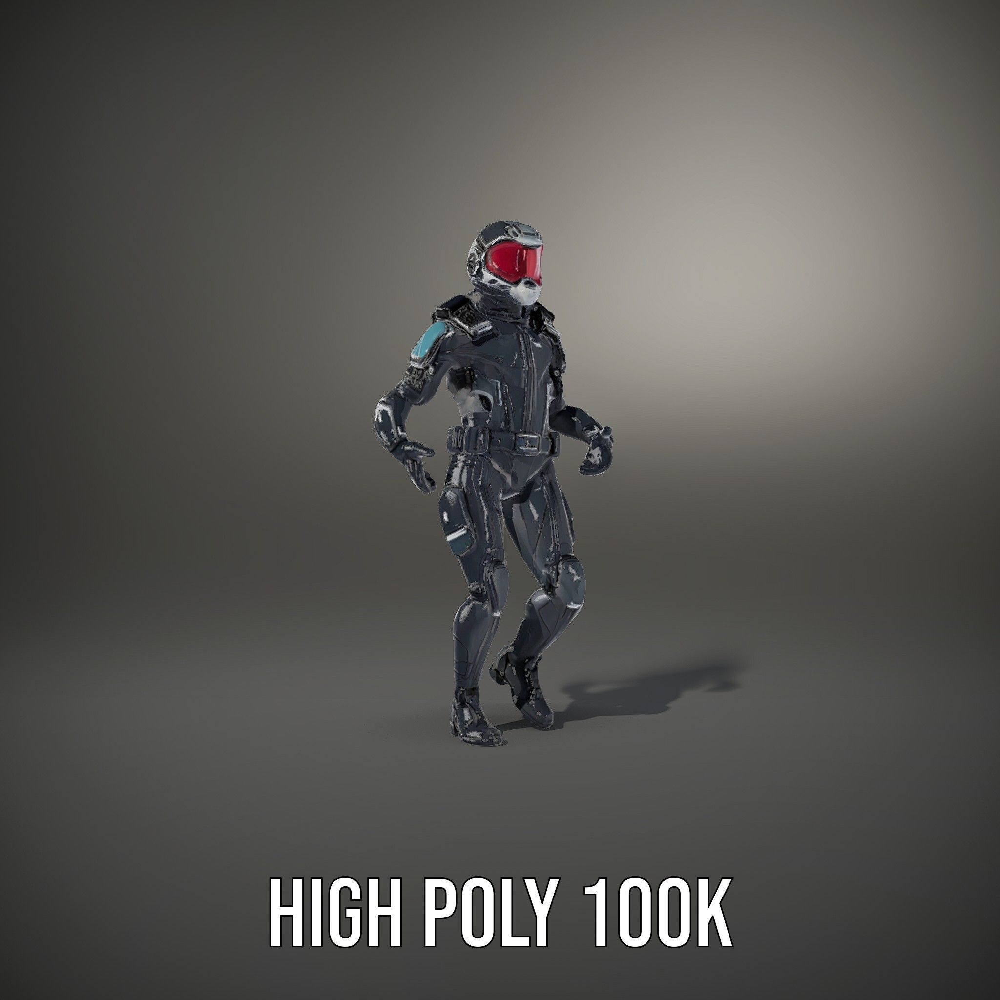 Futuristic Armored Soldier Rigged and Animated Low-poly 3D model_11