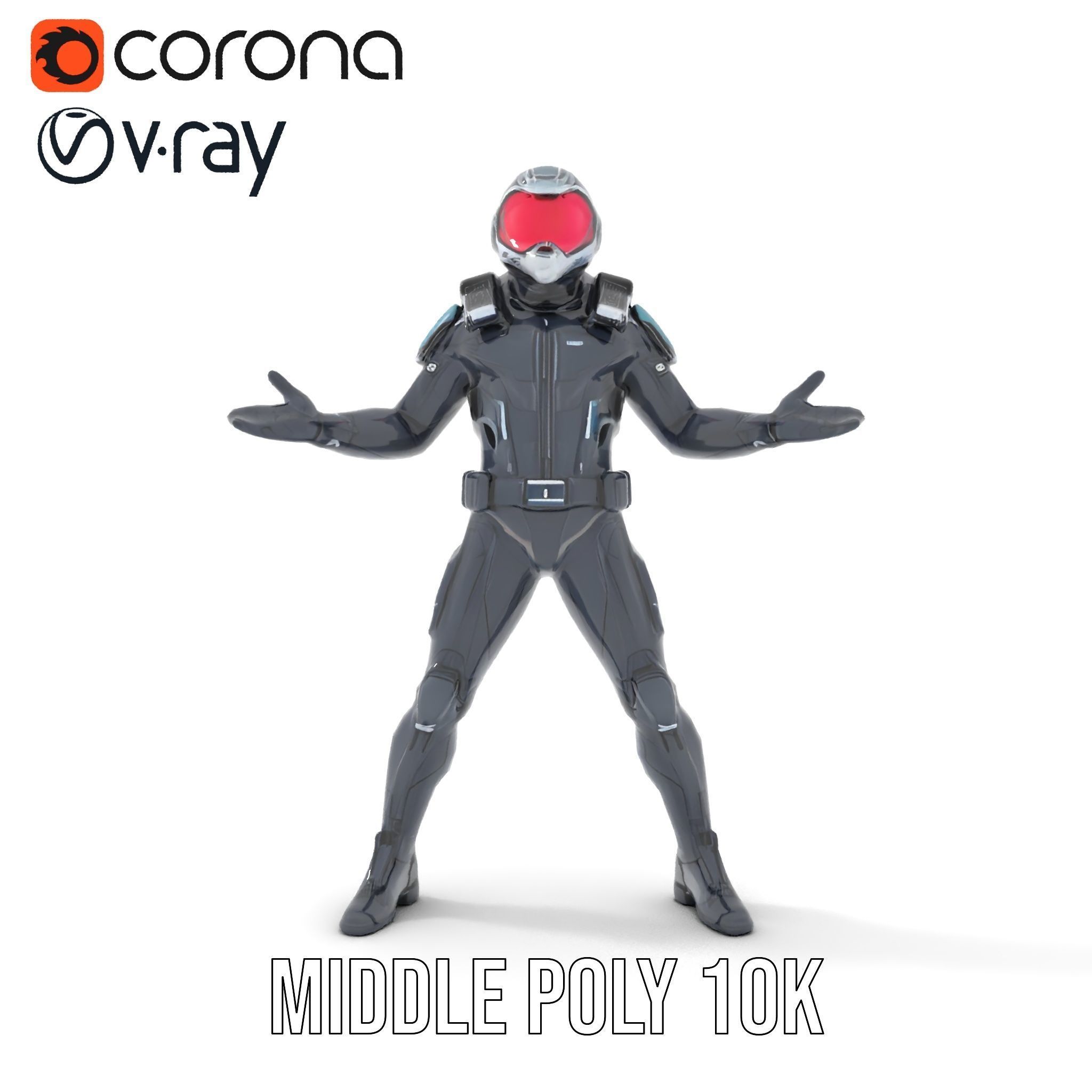 Futuristic Armored Soldier Rigged and Animated Low-poly 3D model_15