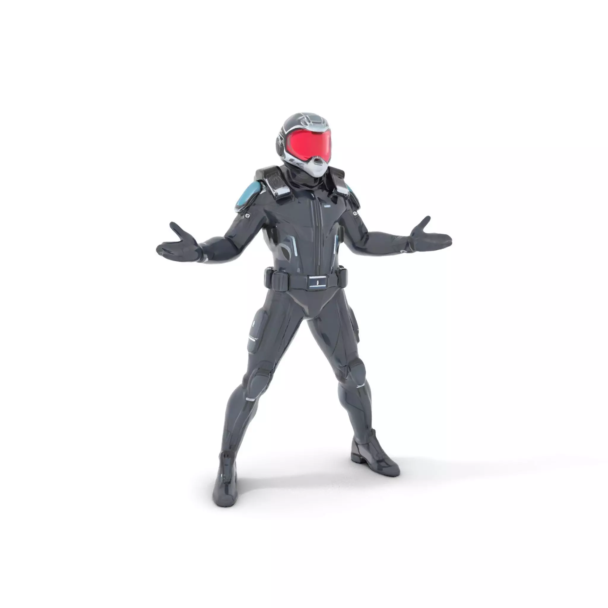 Futuristic Armored Soldier Rigged and Animated Low-poly 3D model_0