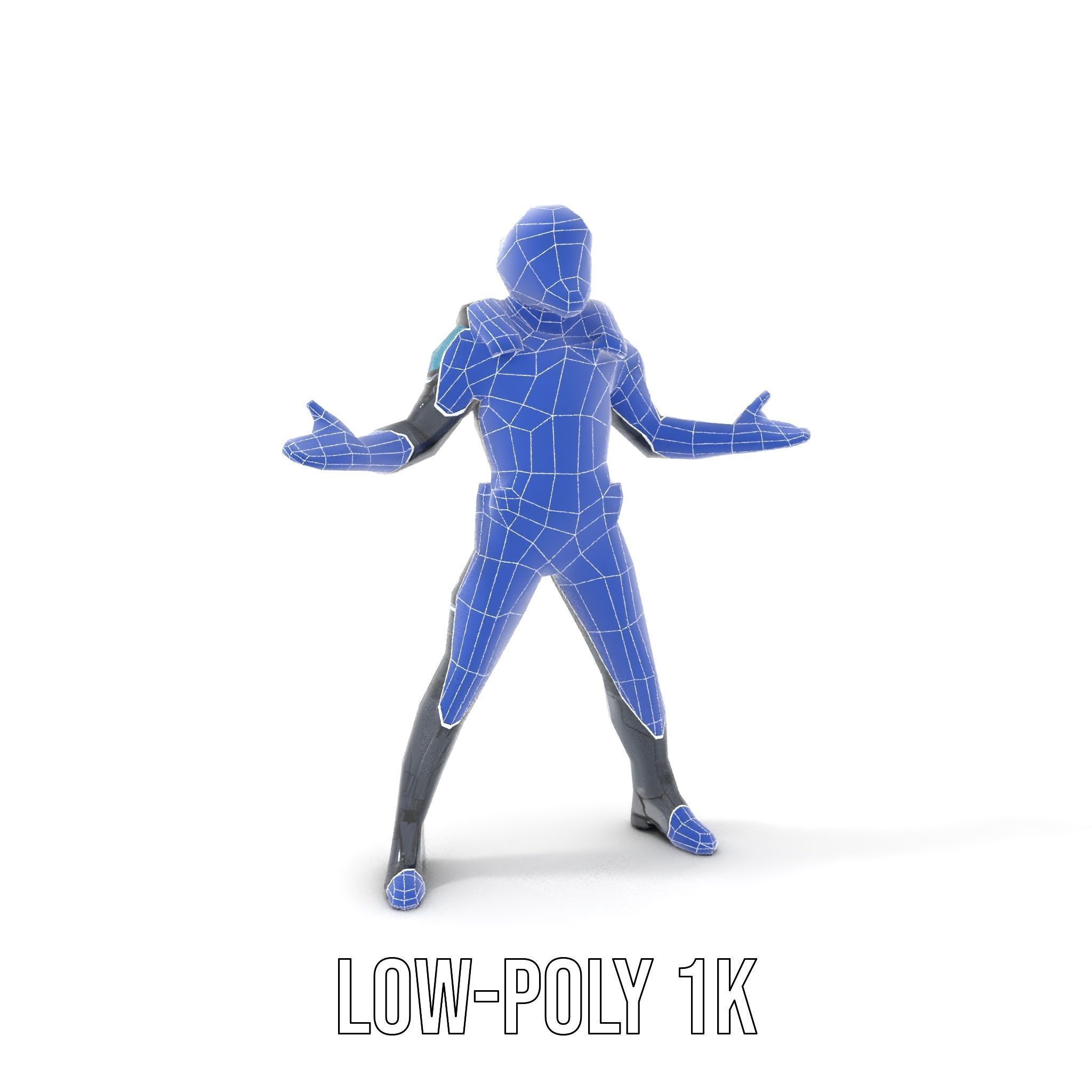 Futuristic Armored Soldier Rigged and Animated Low-poly 3D model_22