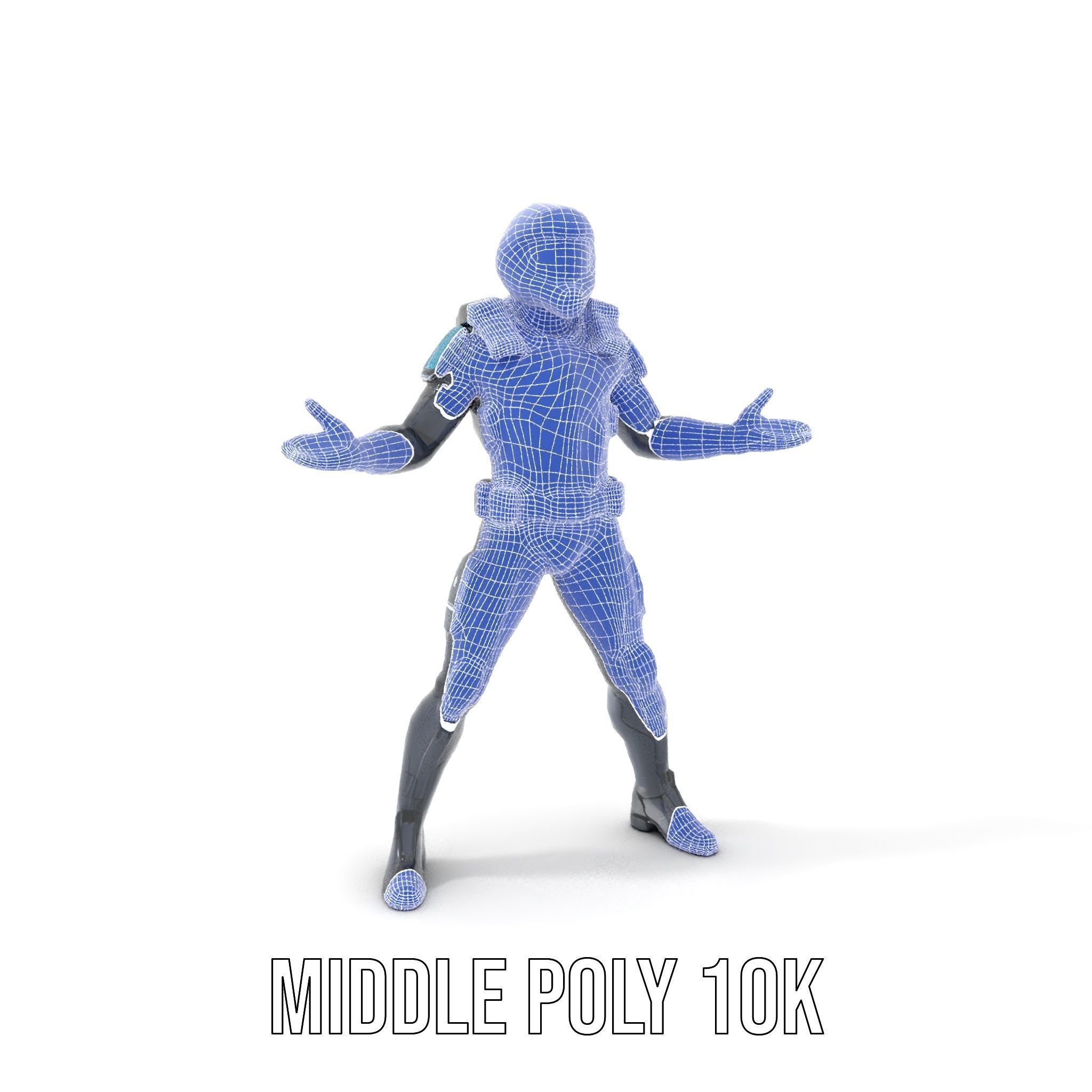 Futuristic Armored Soldier Rigged and Animated Low-poly 3D model_29