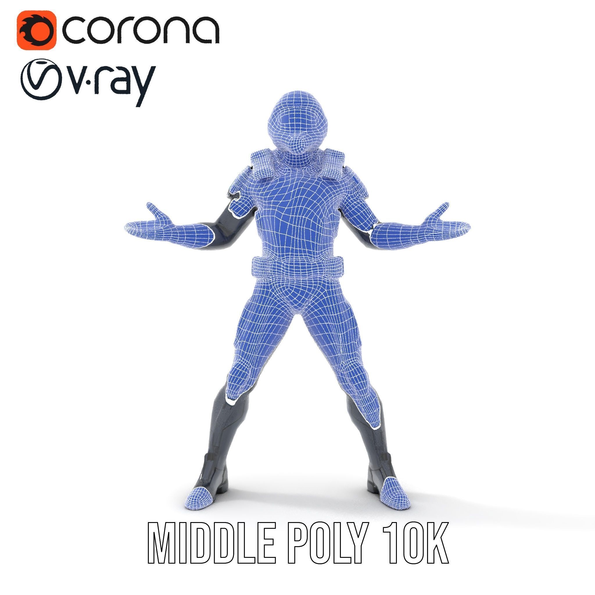 Futuristic Armored Soldier Rigged and Animated Low-poly 3D model_24