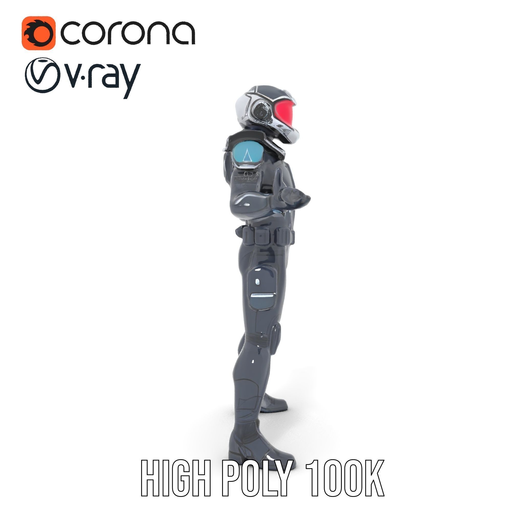 Futuristic Armored Soldier Rigged and Animated Low-poly 3D model_26