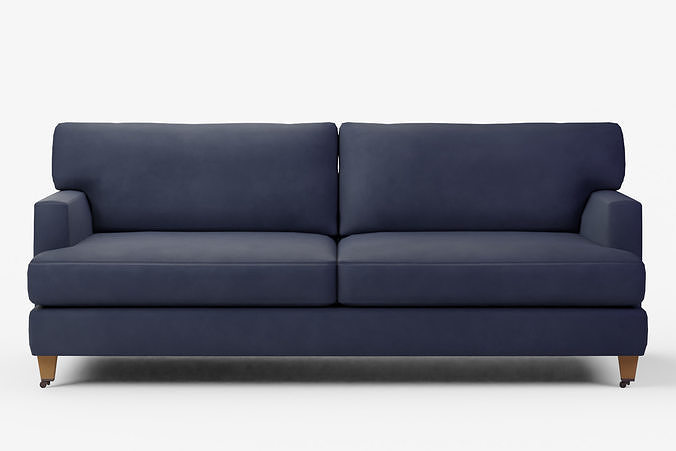 Classic Sofa - Navy Classic Velvet - Oak 3D model