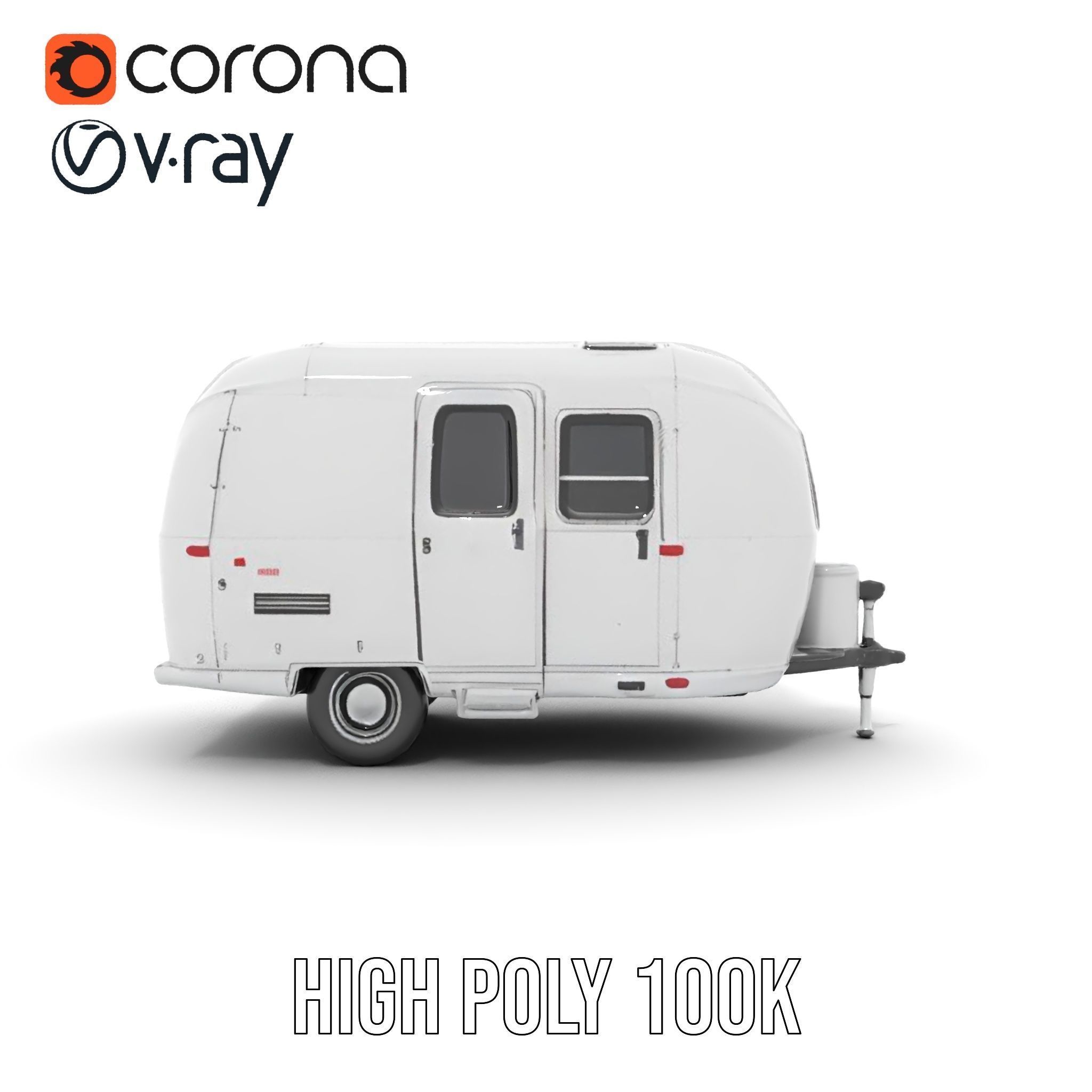 Modern Airstream Trailer D Model Pack Low-poly 3D model_18