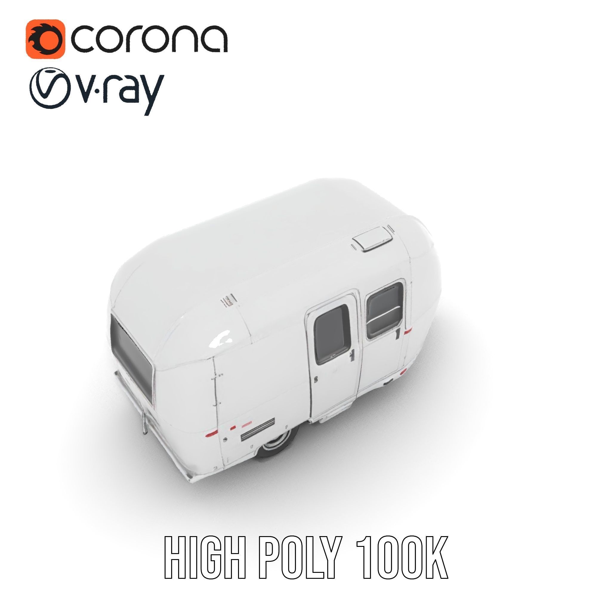 Modern Airstream Trailer D Model Pack Low-poly 3D model_26