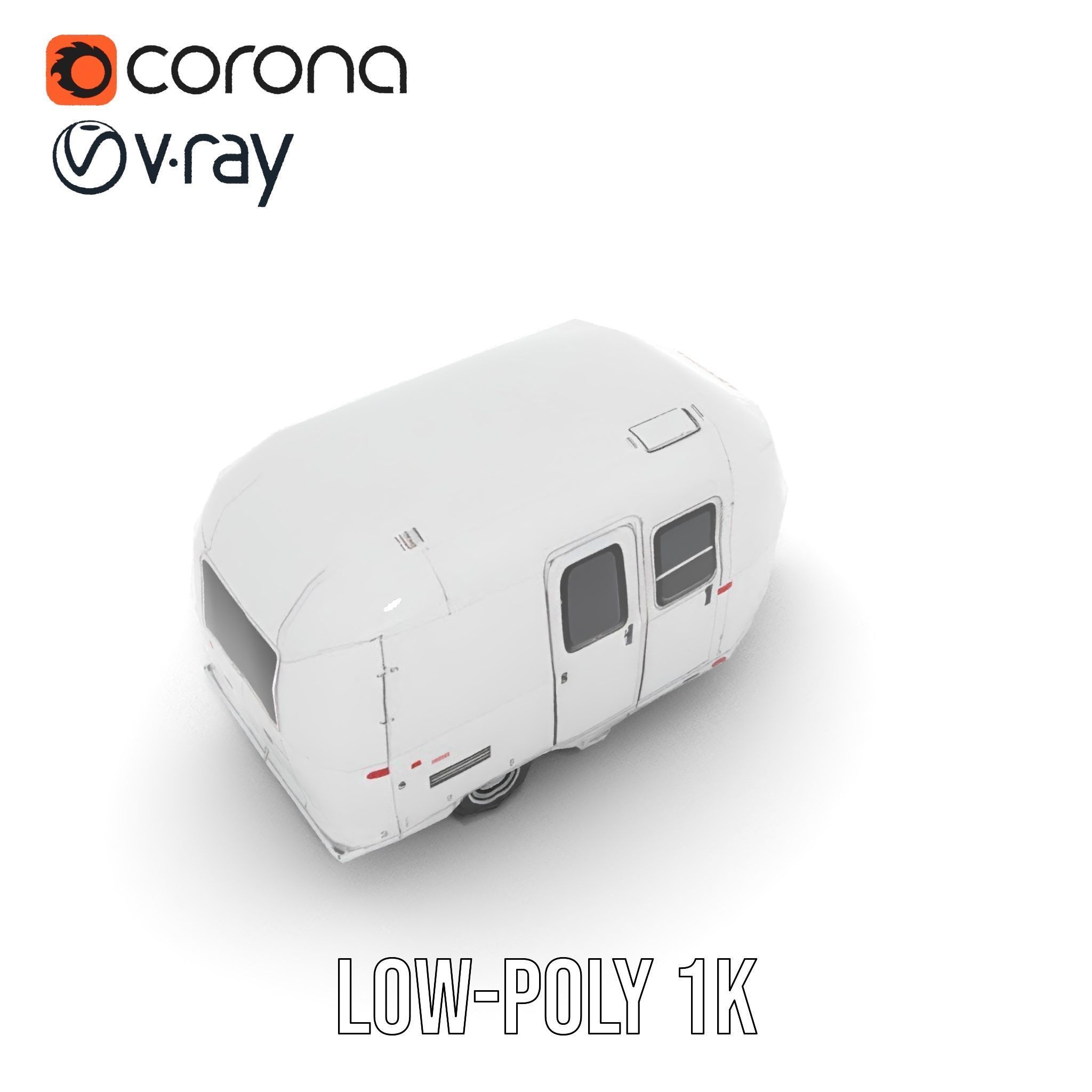 Modern Airstream Trailer D Model Pack Low-poly 3D model_12