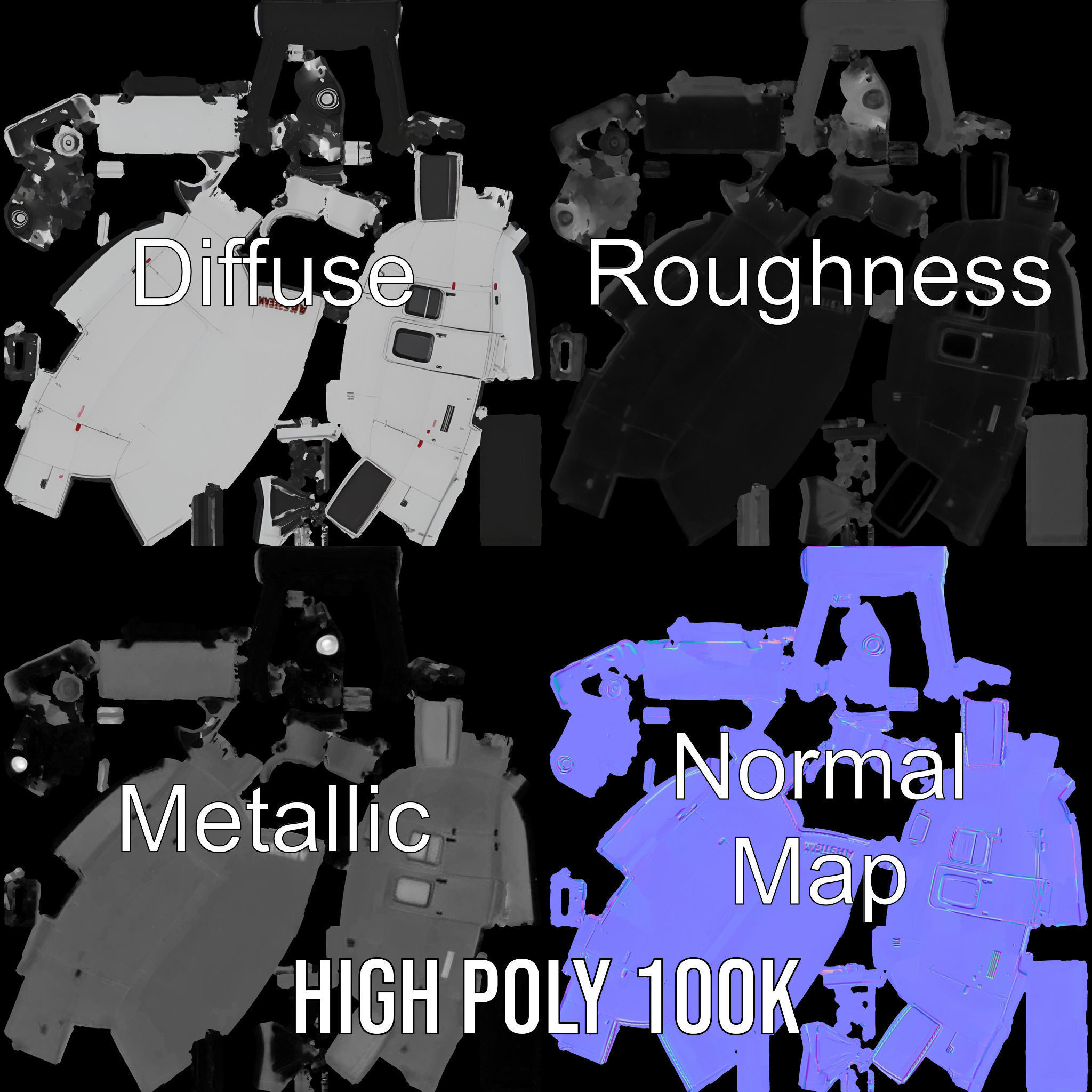 Modern Airstream Trailer D Model Pack Low-poly 3D model_3