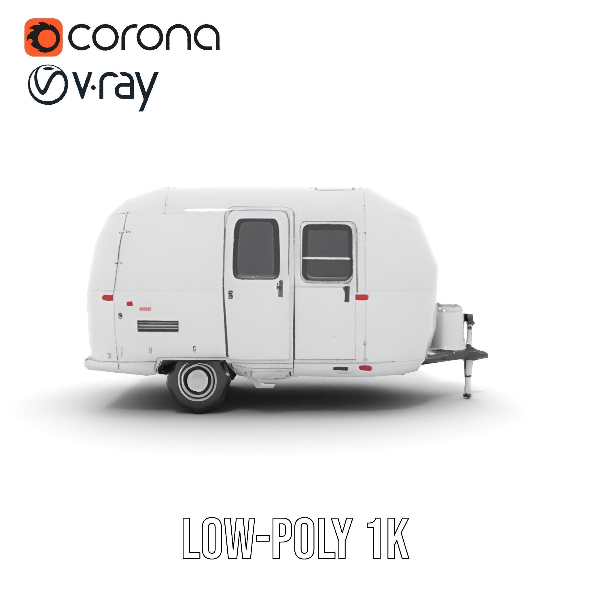 Modern Airstream Trailer D Model Pack Low-poly 3D model_9