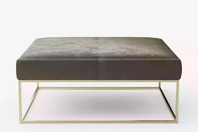 Box Frame Square Leather Ottoman