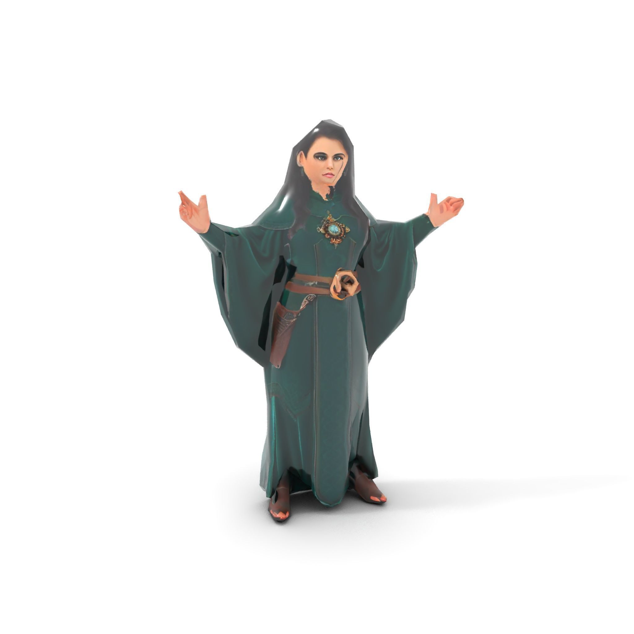Mystic Sorceress Character Rigged and Animated D Model Low-poly 3D model_16