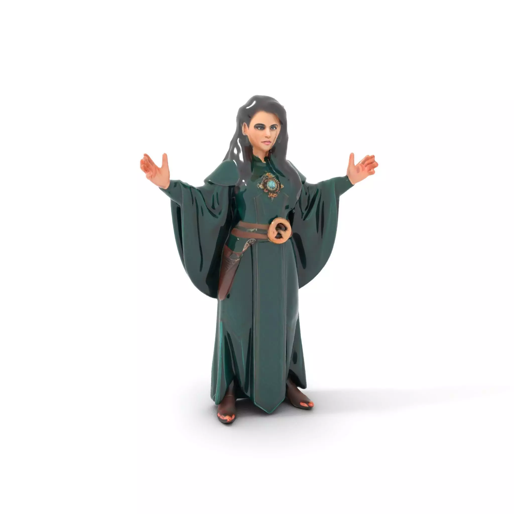 Mystic Sorceress Character Rigged and Animated D Model Low-poly 3D model_0