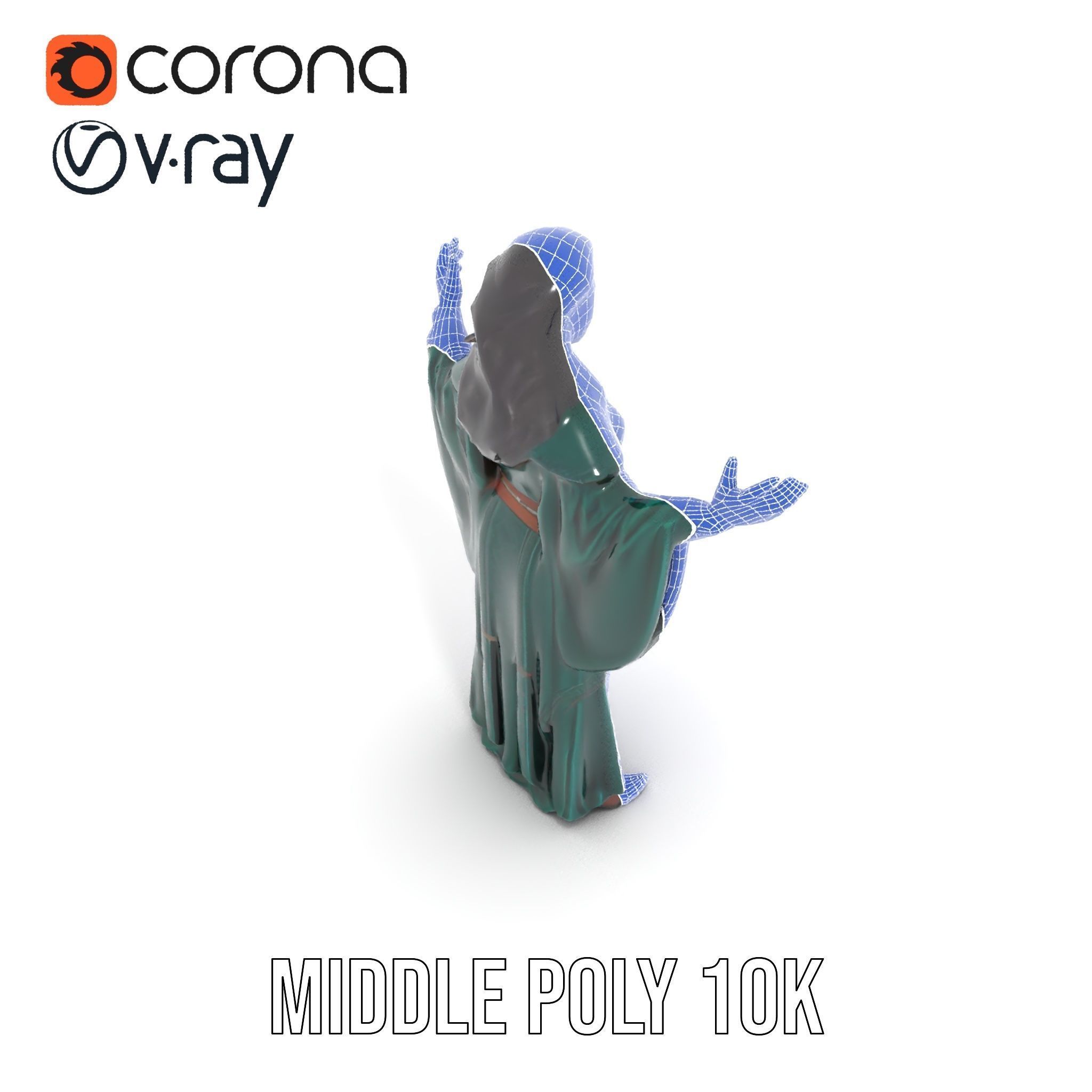 Mystic Sorceress Character Rigged and Animated D Model Low-poly 3D model_27