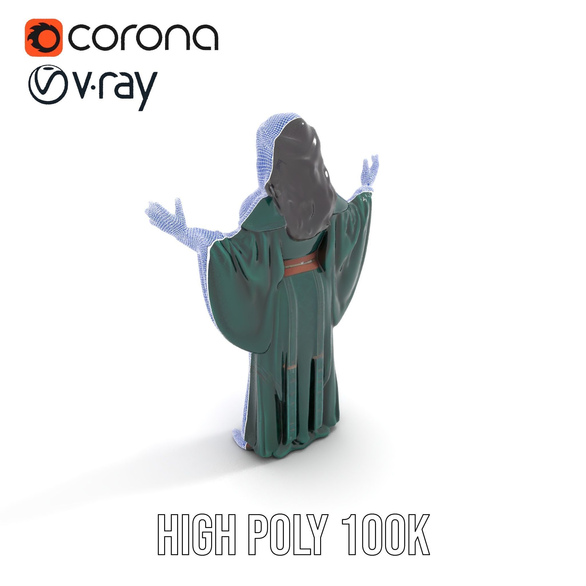 Mystic Sorceress Character Rigged and Animated D Model Low-poly 3D model_35