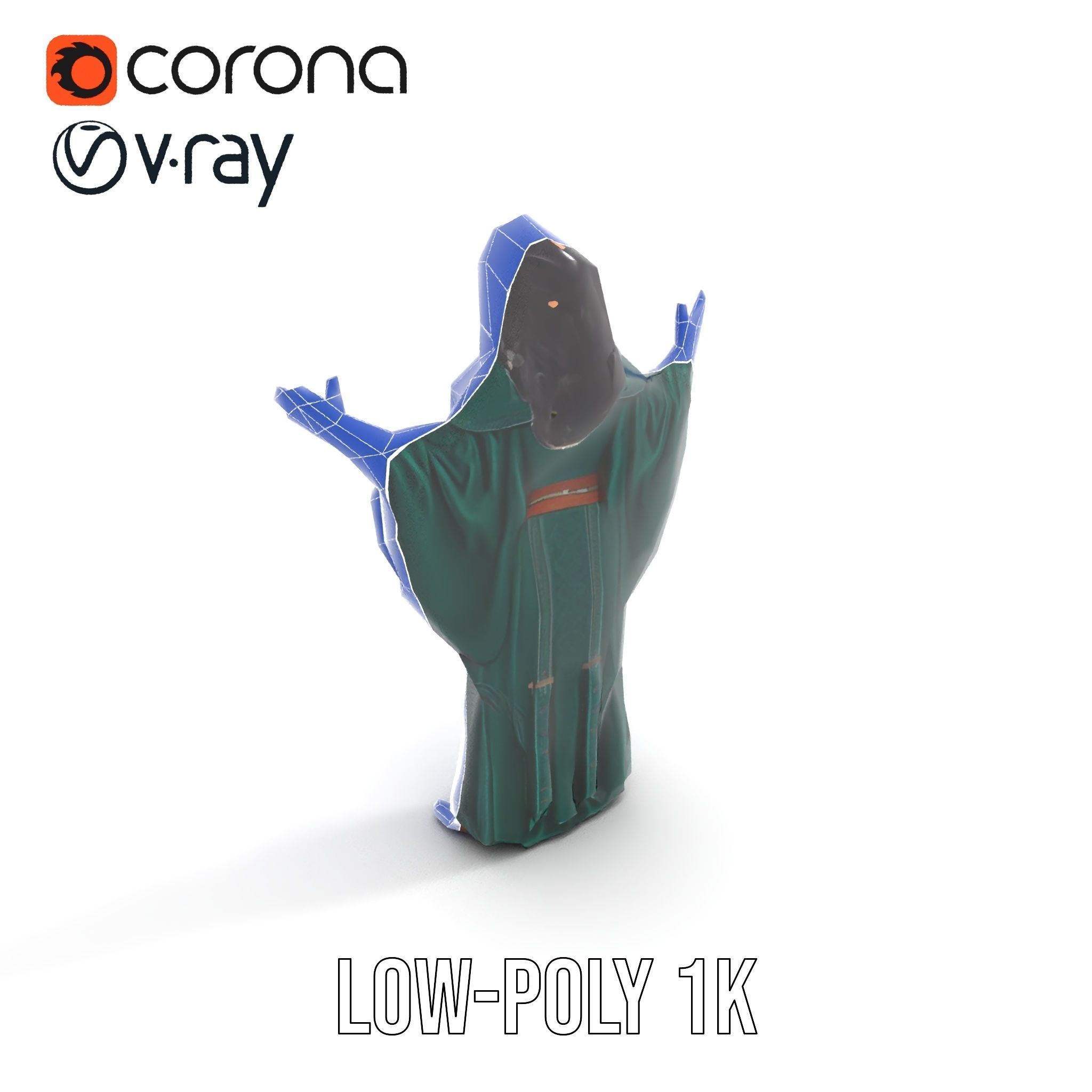 Mystic Sorceress Character Rigged and Animated D Model Low-poly 3D model_28