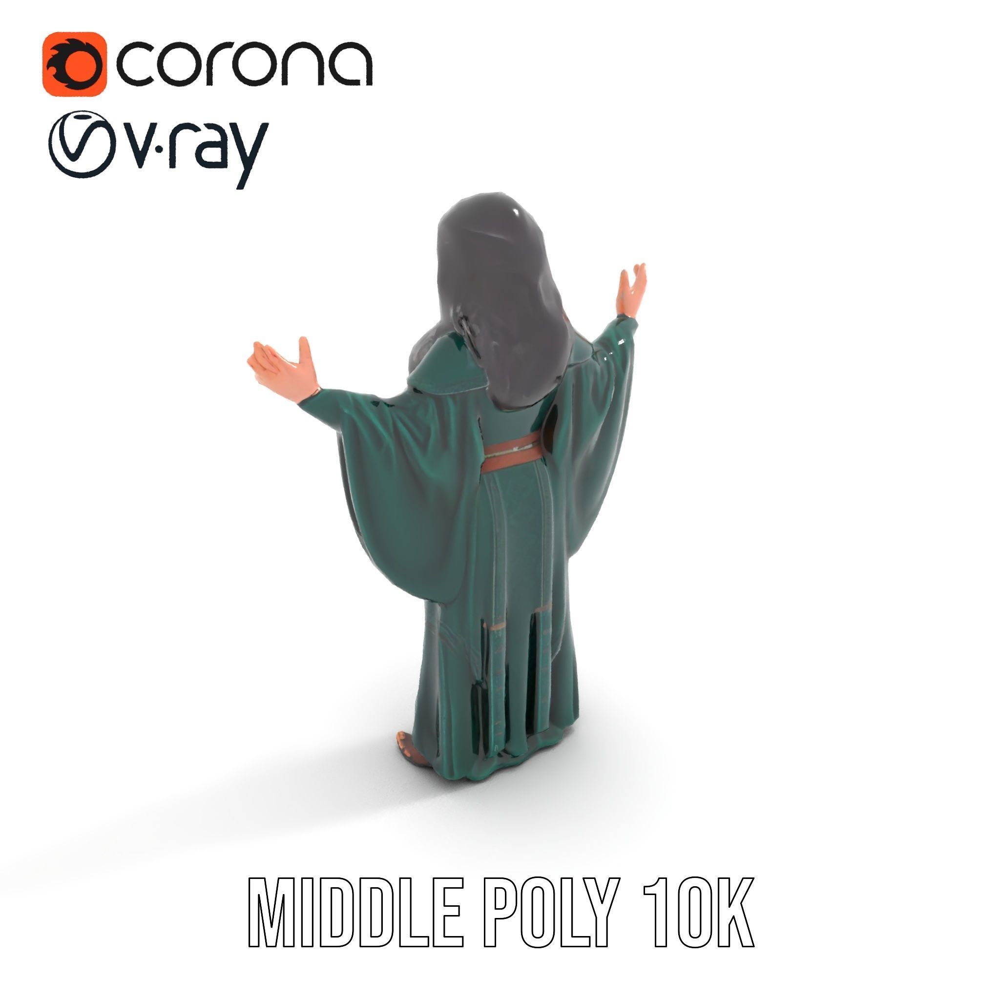 Mystic Sorceress Character Rigged and Animated D Model Low-poly 3D model_13