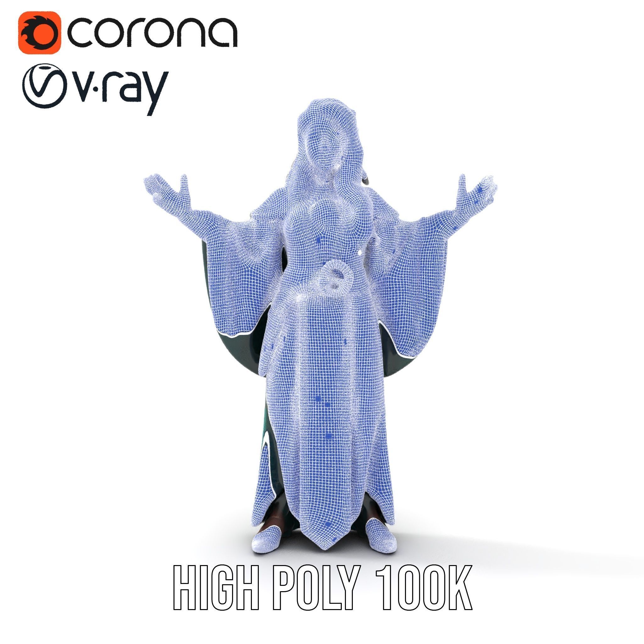 Mystic Sorceress Character Rigged and Animated D Model Low-poly 3D model_33