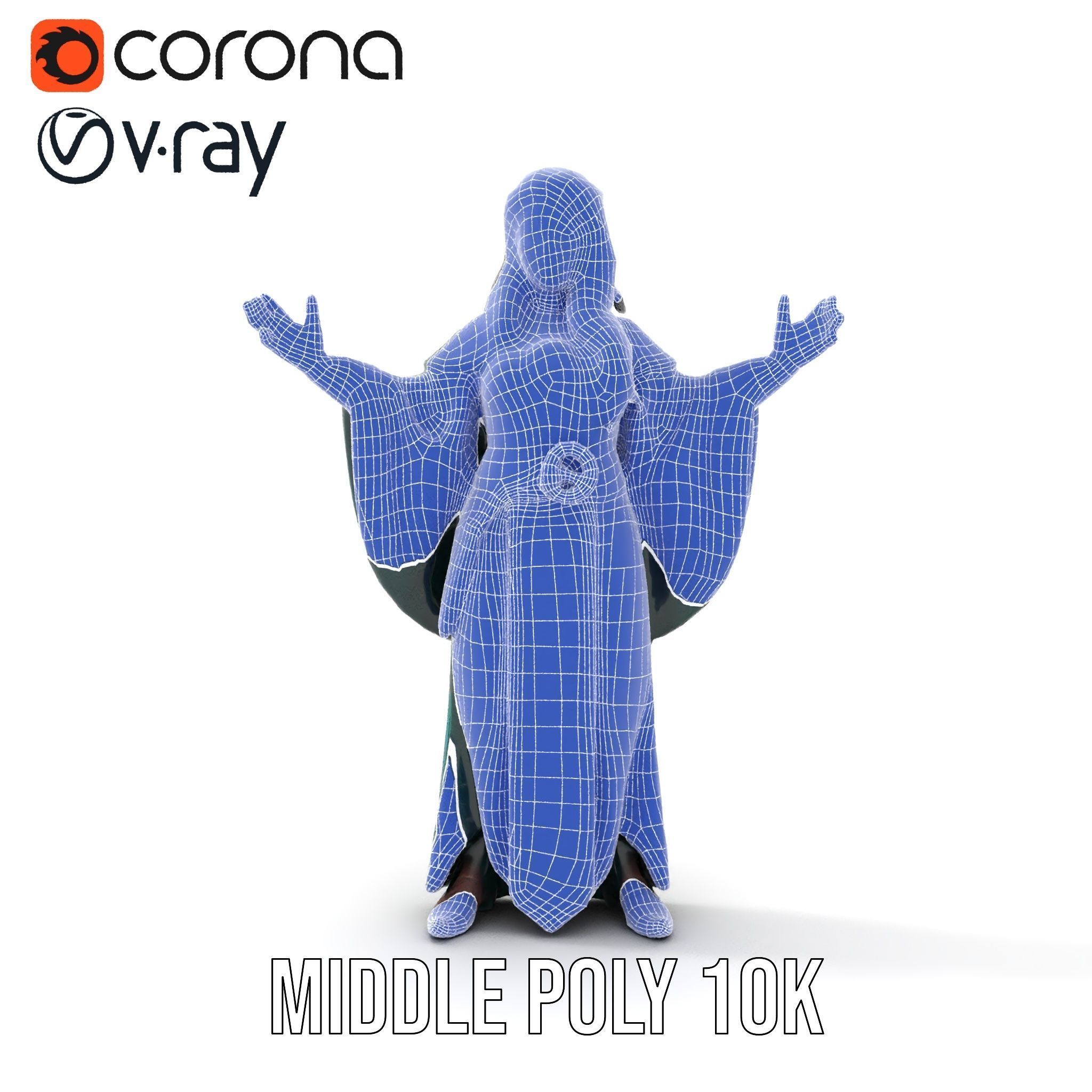 Mystic Sorceress Character Rigged and Animated D Model Low-poly 3D model_34