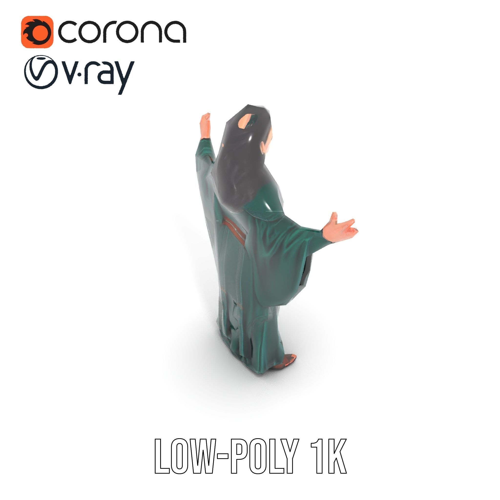 Mystic Sorceress Character Rigged and Animated D Model Low-poly 3D model_8