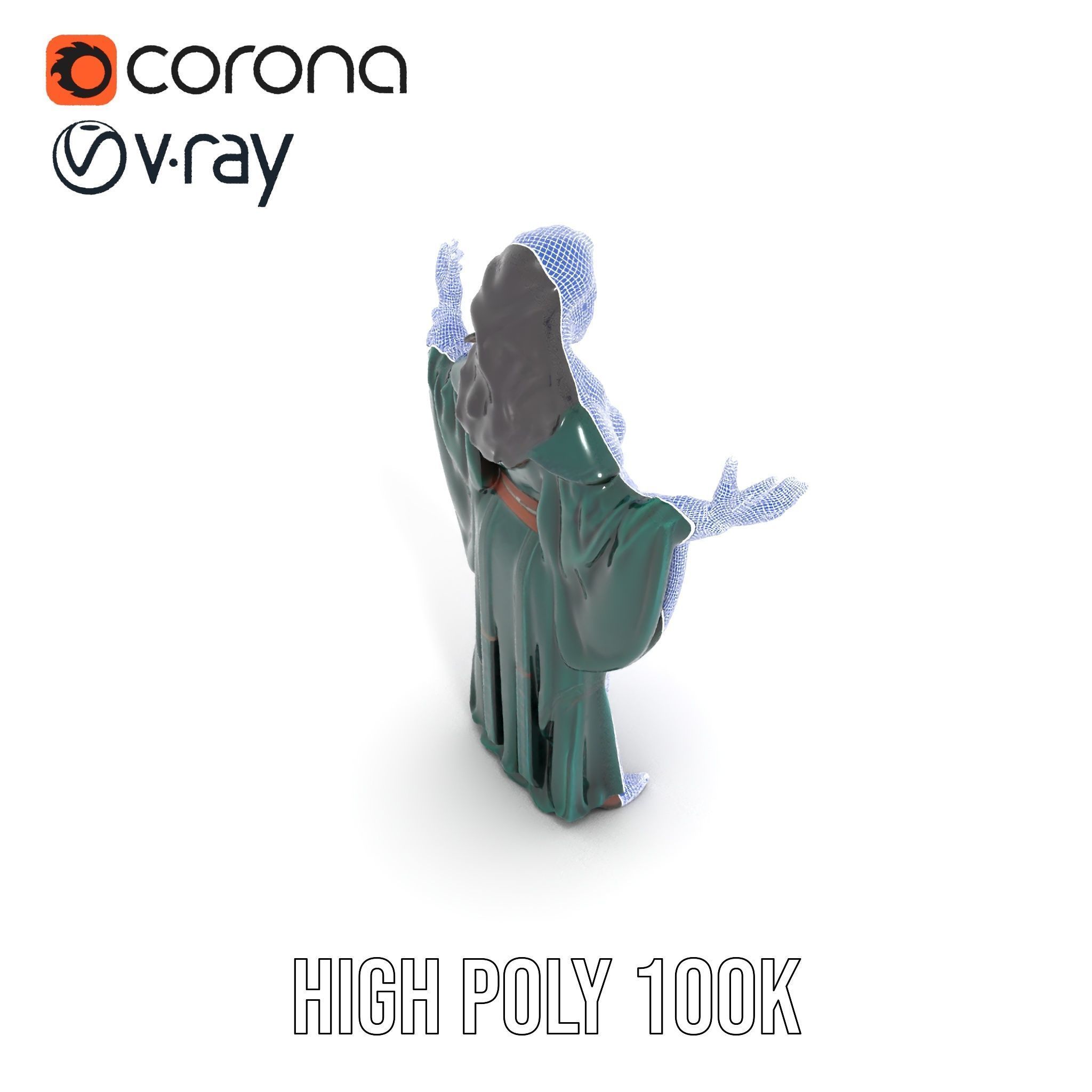 Mystic Sorceress Character Rigged and Animated D Model Low-poly 3D model_29