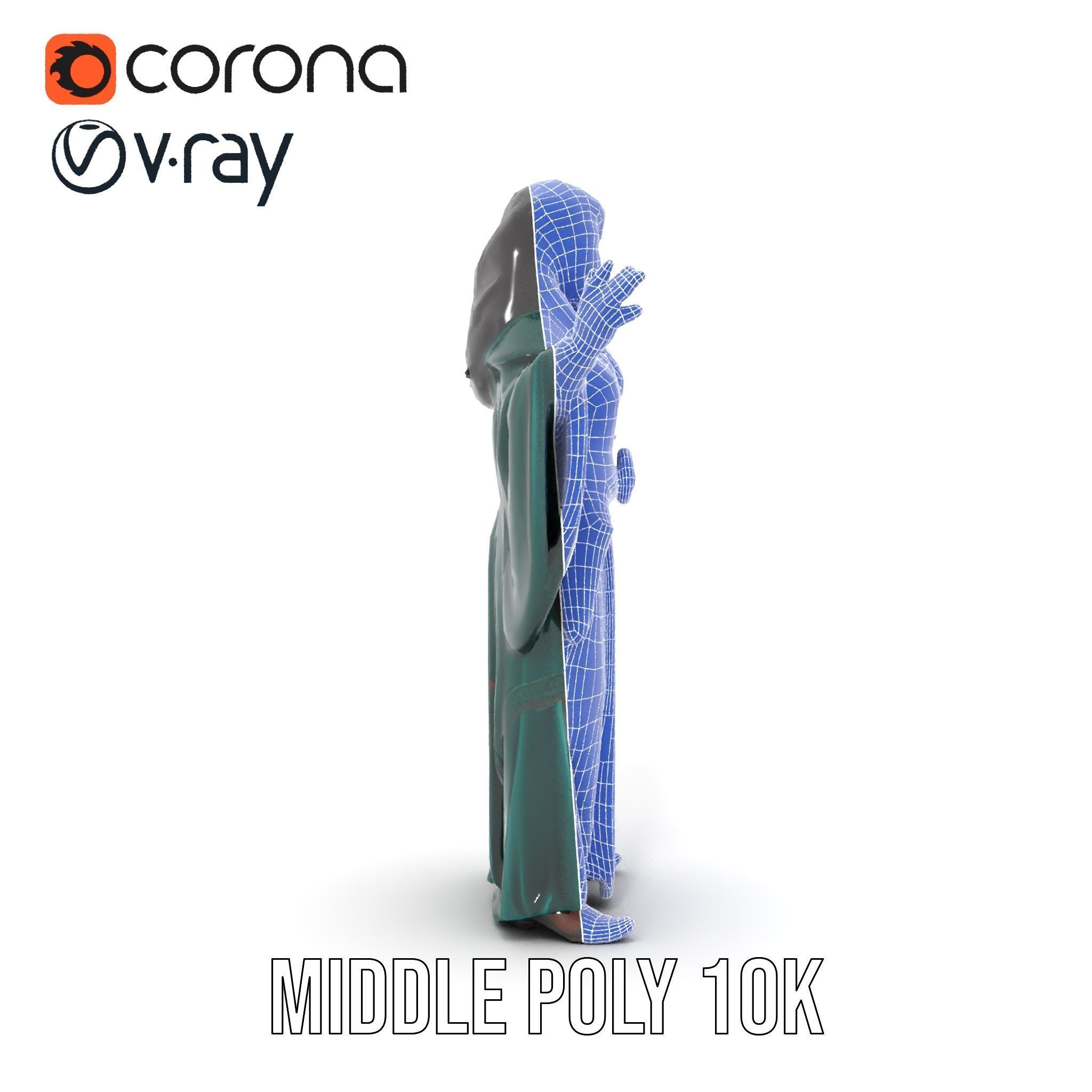 Mystic Sorceress Character Rigged and Animated D Model Low-poly 3D model_15