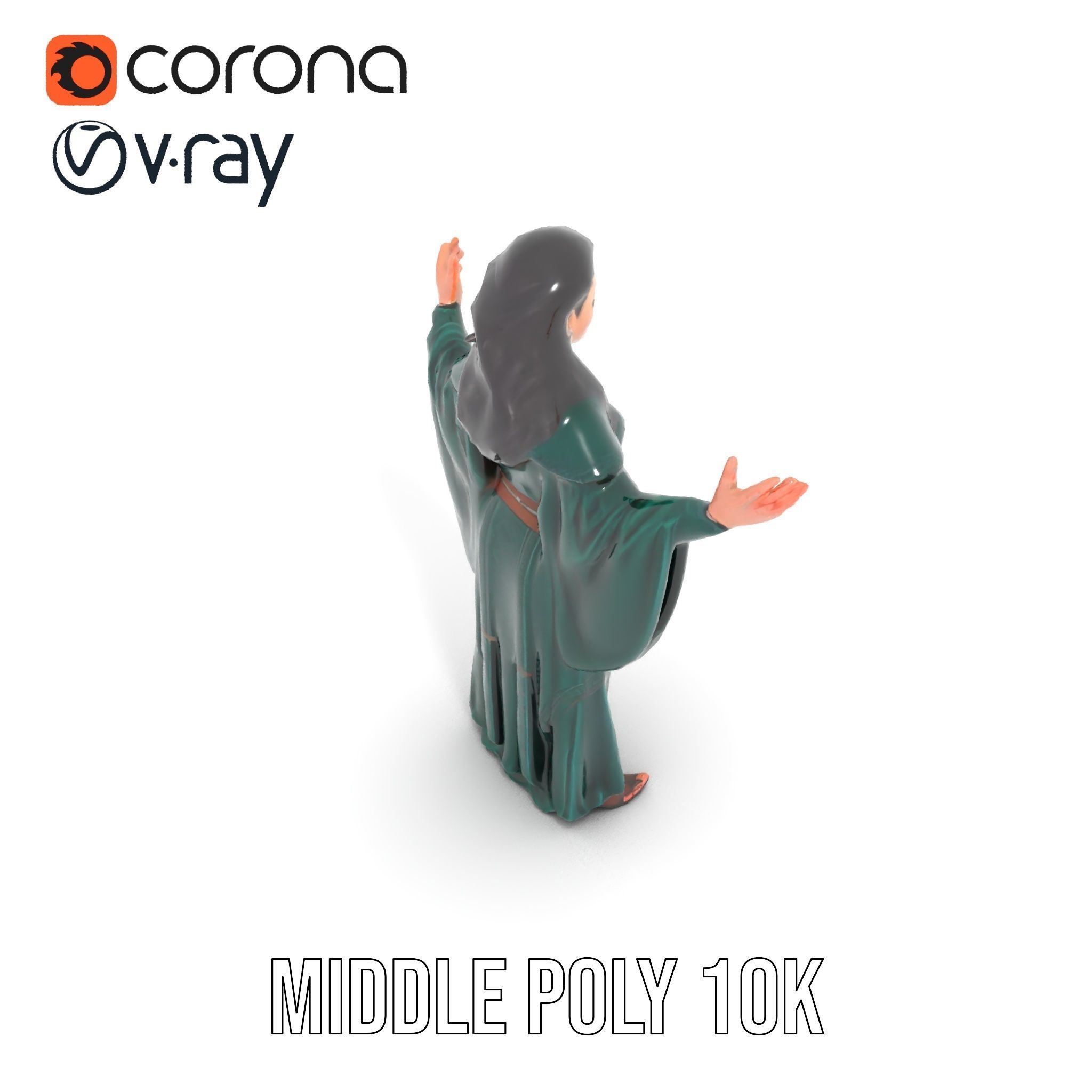 Mystic Sorceress Character Rigged and Animated D Model Low-poly 3D model_24