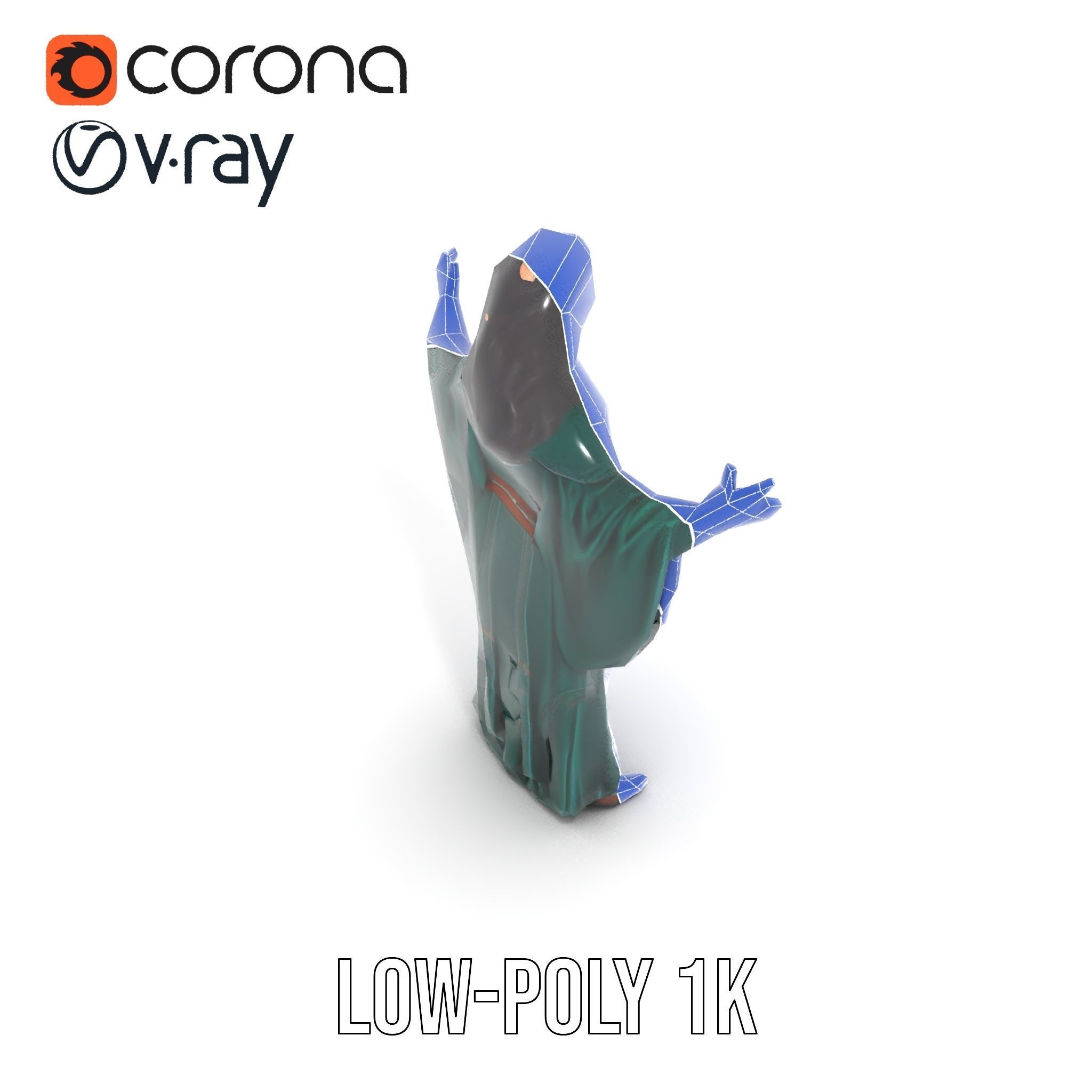 Mystic Sorceress Character Rigged and Animated D Model Low-poly 3D model_7