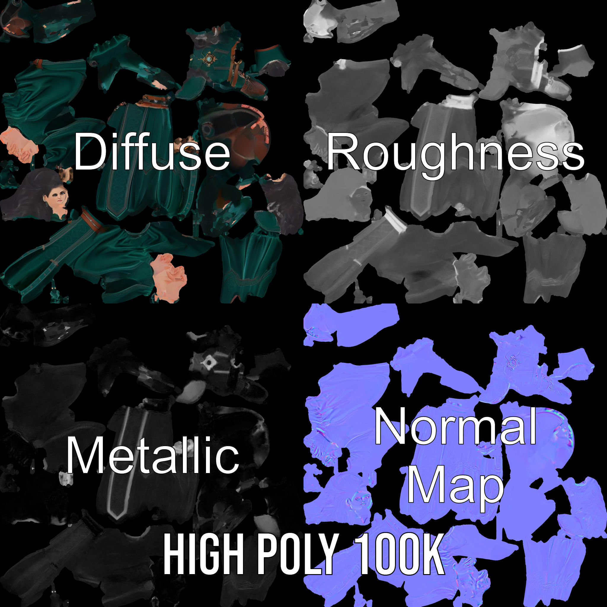 Mystic Sorceress Character Rigged and Animated D Model Low-poly 3D model_3