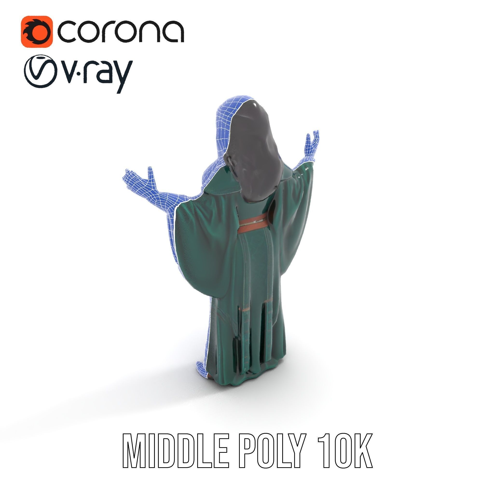 Mystic Sorceress Character Rigged and Animated D Model Low-poly 3D model_21