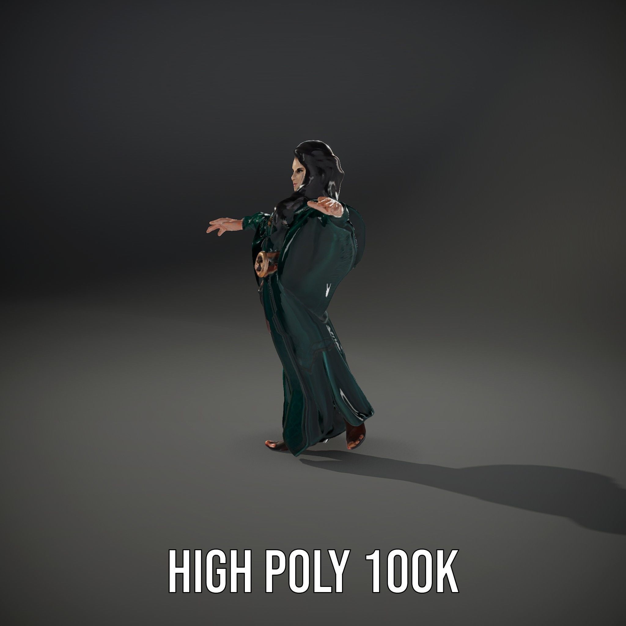Mystic Sorceress Character Rigged and Animated D Model Low-poly 3D model_9