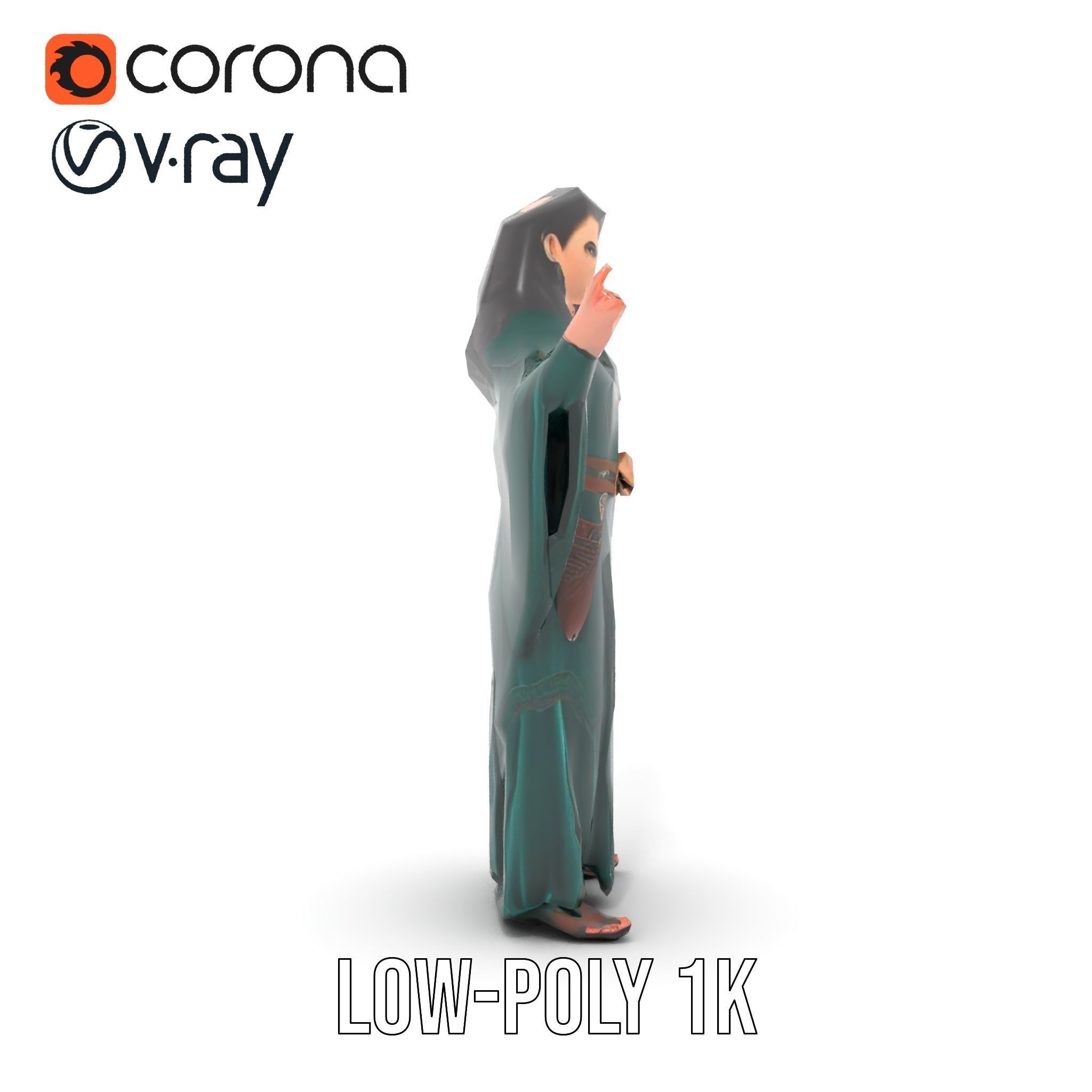 Mystic Sorceress Character Rigged and Animated D Model Low-poly 3D model_22